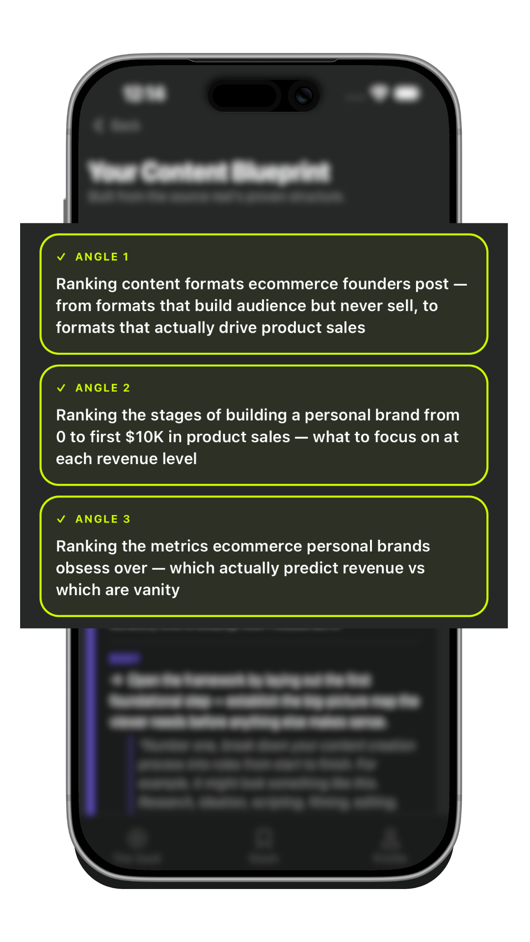 Your Content Blueprint with three ready-to-film angles
